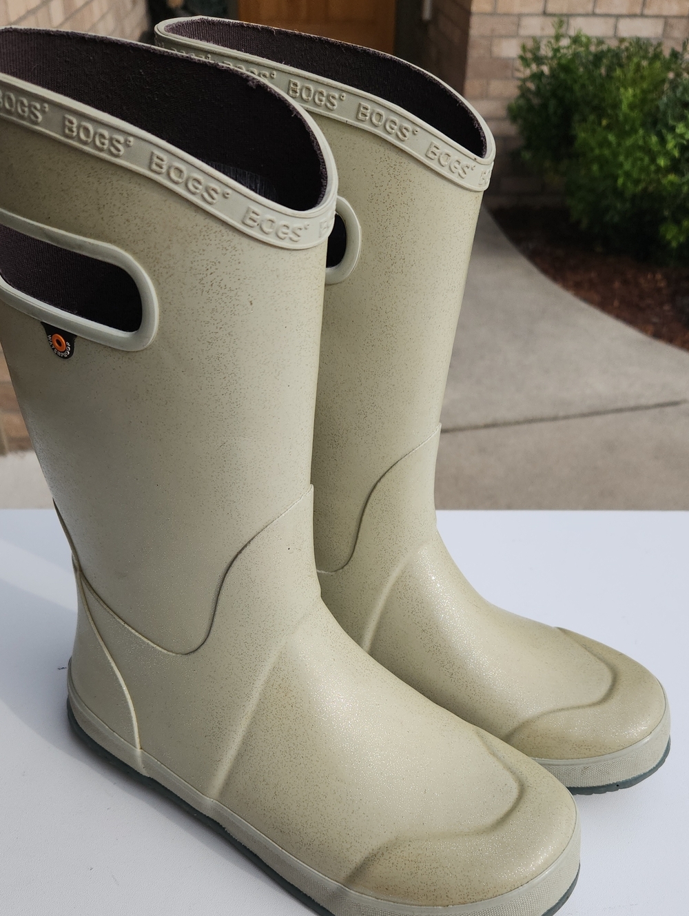 BOGS Youth 6 Cream Waterproof Tall Rain Boots